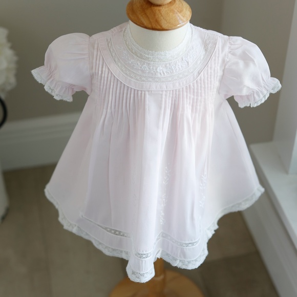 Lace Trim Embroidered Slip Dress Pink Friedknit/Feltman Brothers NWOT - Picture 3 of 11